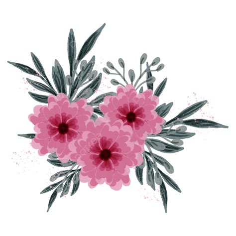 Pink Flower Bouquet Png Transparent Pink Watercolor Flowers Bouquet