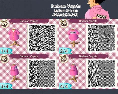 If you want to obtain a costume listed here, all you. Vegeta bad man qr code | Animal crossing qr codes clothes ...