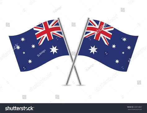 australia crossed flags australian flags on stock vector royalty free 228316807 shutterstock
