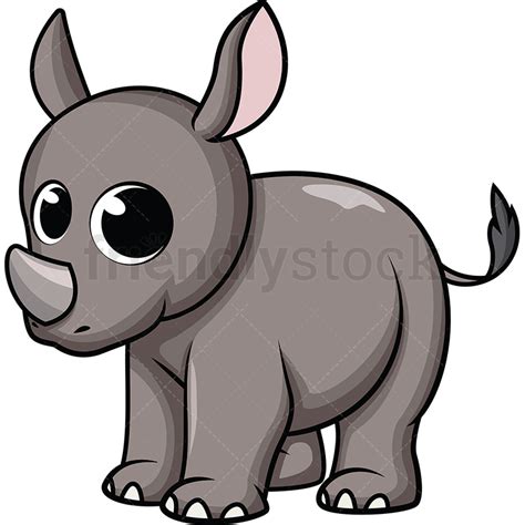 Free for commercial use no attribution required high quality images. Cute Baby Rhino Cartoon Vector Clipart - FriendlyStock