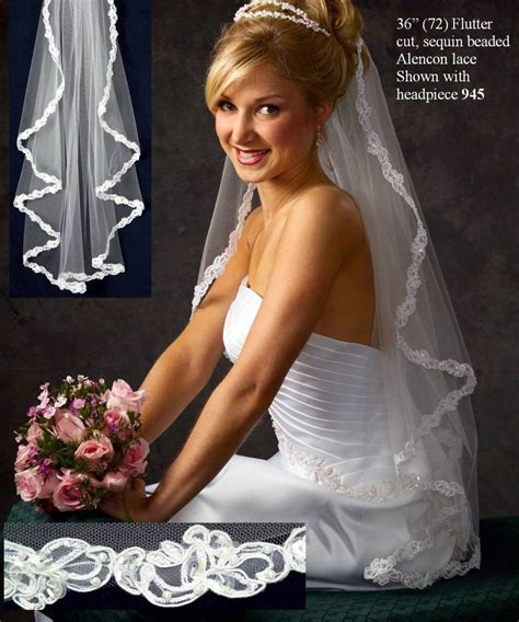 Jl Johnson Fingertip Length Bridal Veil With Alencon Lace