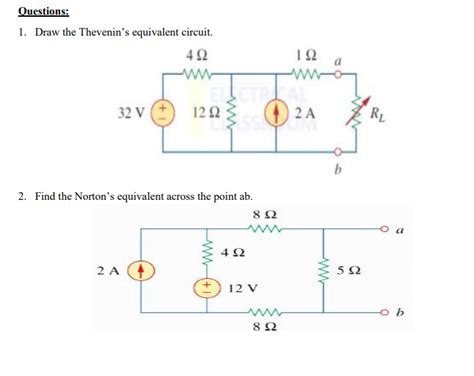 Solved 1 Draw The Thevenins Equivalent Circuit 2 Find