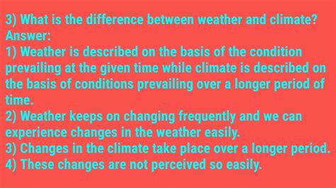 Weather And Climate Geography Standard 6 Lesson No 4 Question