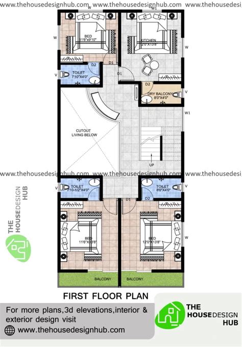 25 X 52 Ft 6 Bhk Duplex House Plan In 2560 Sq Ft The House Design Hub