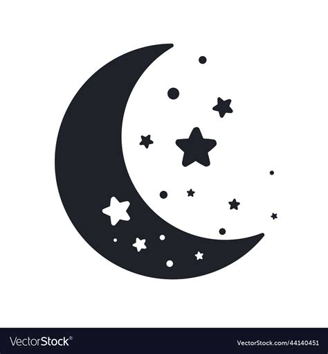 Silhouette Of The Crescent Moon And Stars Vector Image