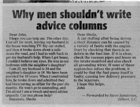 Why Men Shouldnt Write Advice Columns Advice Columns Funny