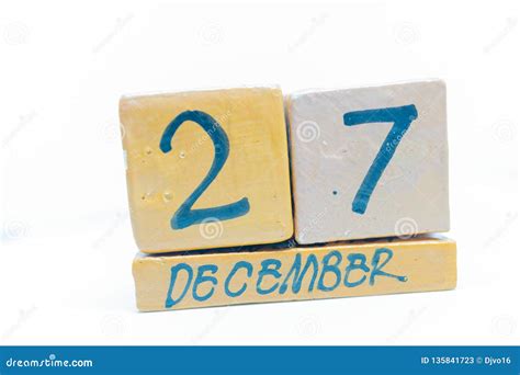 December 27th Day 27 Of Month Calendar On Wooden Background Handmade