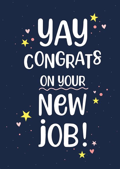 Yay Congrats On Your Job Card A6 New Job Etsy