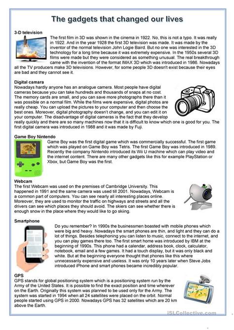 The Gadgets That Changed Our Lives English Esl Worksheets For