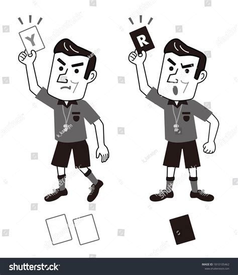 Referees Showing Red Yellow Cards Stock Illustration 1810105462