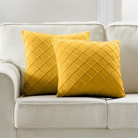 Set Of 2 Pillow Covers Sofa Throw Cushion Protector Super Soft 18 X 18 Yellow Ebay