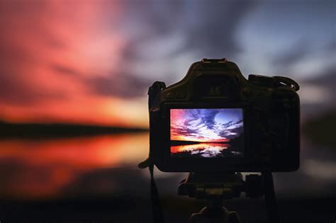 Camera Capturing Sunset Photography View Landscape Camera The Night