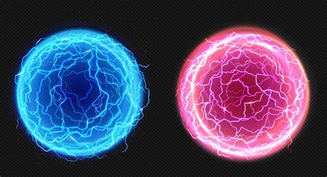 Free Vector Electric Balls Lightning Circle Strike Plasma