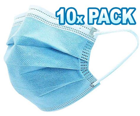 Disposable 3 Layer Face Masks 10 Pack