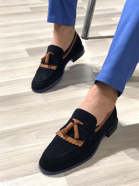 Navy blue heeled regular fit suede boot. Buy Navy Kiltie Tassel Suede Loafer by Gentwith.com with ...