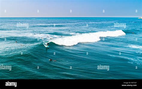 Aerial Surfers Hikkaduwa Sri Lanka Stock Photo Alamy