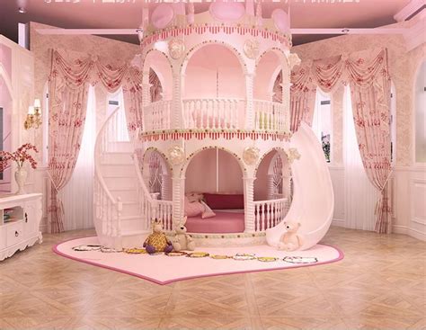 Pink bedding, pink walls, pink curtains and pink chandelier. Bedroom Princess Girl Slide Children Bed , Lovely Single ...