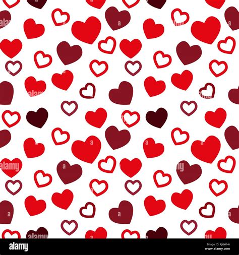 Simple Hearts Seamless Vector Pattern Valentines Day Background Flat