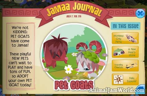 Pet Goats Are Here And Sloths Are Coming Soon Animal Jam World Pet