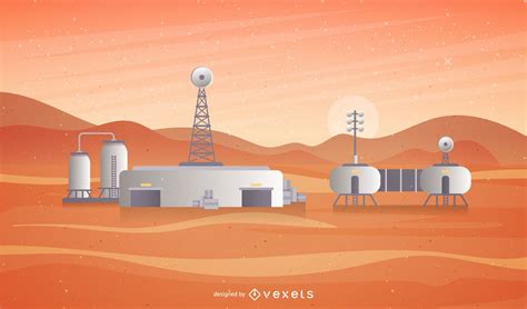 Mars Space Station Illustration - Vector Download