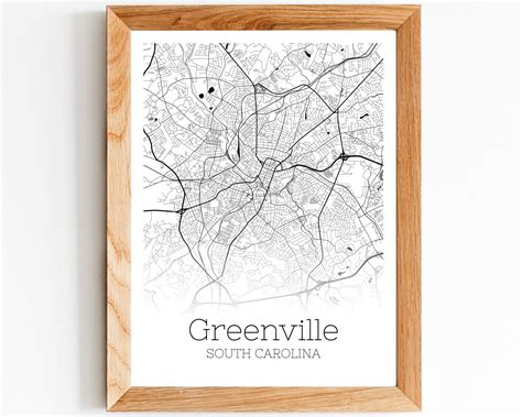 Mapa De Greenville Descarga Instante Greenville South Etsy
