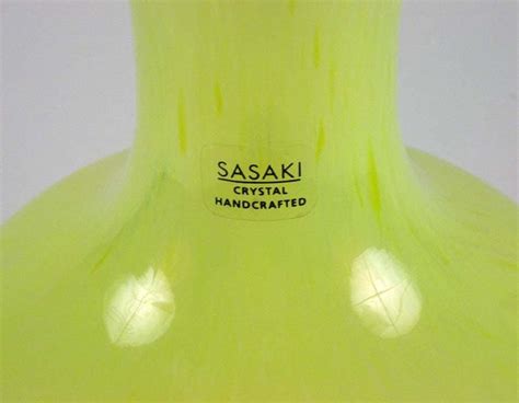 Sasaki Crystal Handcrafted Yellow Vase Vintage Antique Mid