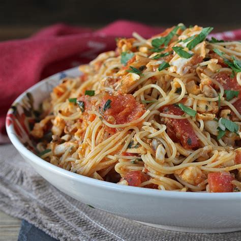 Spicy Angel Hair Pasta With Halibut And Tomatoes Fishfridayfoodies