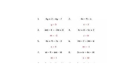 solving equations with variables on both sides worksheets answers