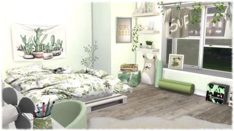 The Sims 4 Speed Build Green Themed Bedroom Youtube