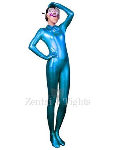 Unicolor Full Body Morph Suit Zentai Tights Blue Sexy Shiny Morph Suit