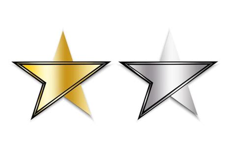 Premium Vector Golden And Silver Stars Award Sign Star Symbol Icons