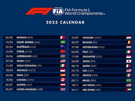 Formula One Calendar 2023 Get Calendar 2023 Update