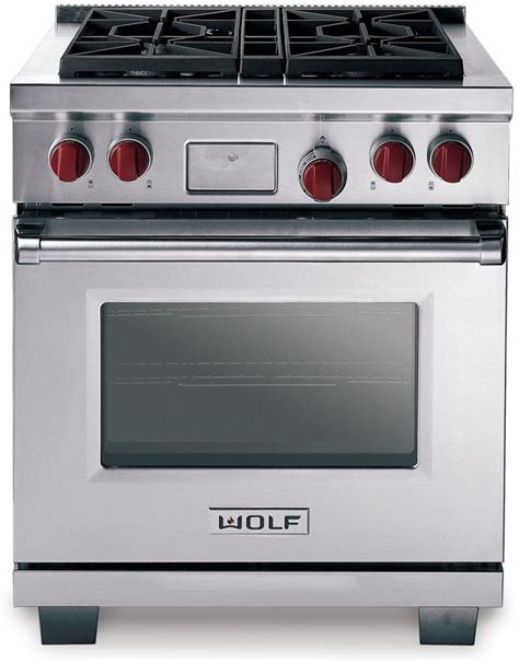 Wolf Df304 30 Inch Pro Style Dual Fuel Range With 4 Dual Stacked Sealed