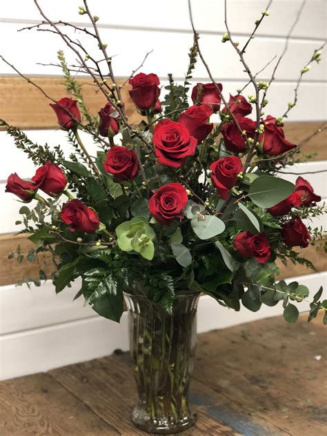 2 dozen premium rose vase w branches in modesto ca fresh ideas flower co