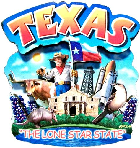 Texas The Lone Star State Artwood Montage Fridge Magnet