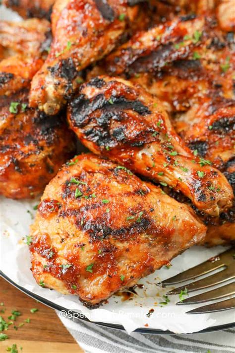 Sear your chicken on both sides, and place into your lower heat zones to resume cooking all the way through 5. Grilled BBQ Chicken - Spend With Pennies