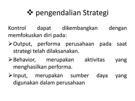 Evaluasi Dan Pengendalian Strategi Ppt