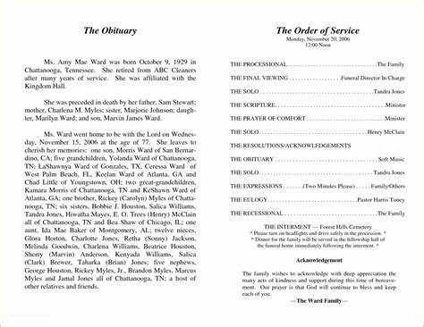Funeral Order Of Service Template Free Of Best S Of Obituary Funeral