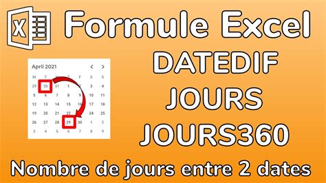 Excel Calculer Le Nombre De Jours Entre 2 Dates Formules Datedif