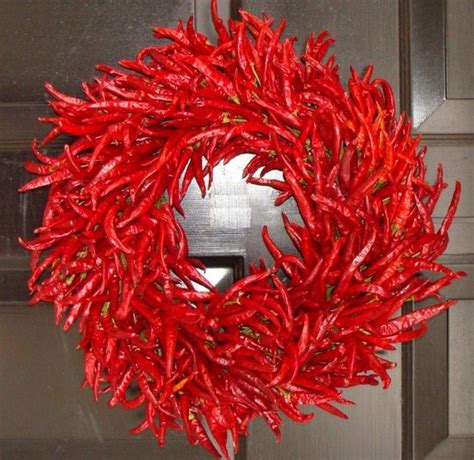 Organic Red Chili Pepper Wreath Kitchen Wreath Centerpiece Wall Decor