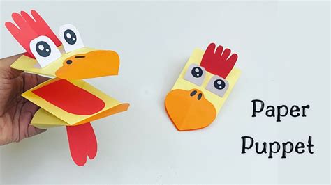 How To Make Easy Paper Hen Puppet Toy For Kids Nursery Craft Ideas