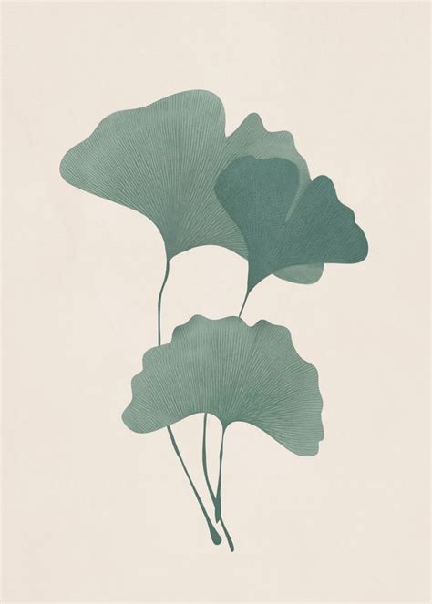 Ginko Leaves Mini Art Print By City Art Without Stand 3 X 4
