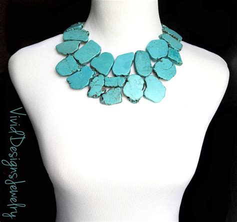 Turquoise Statement Necklace Gift Chunky Necklace Chunky Etsy Canada