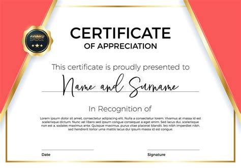 Portrait Certificate Of Appreciation Template With Award Ribbon Stock Vrogue