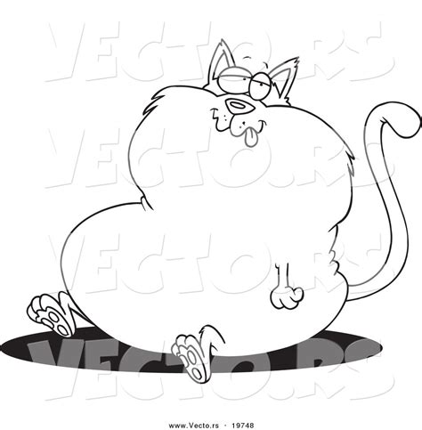 Dibujos de lady bug y super cat para colorear. Vector of a Cartoon Sitting Fat Cat - Outlined Coloring ...