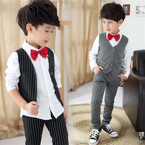 Kids Fashion Spring Boy Striped Clothes Gentleman Suits Toddler Boys