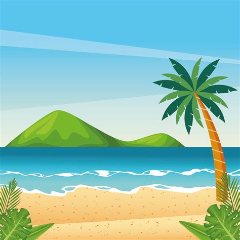 Beautiful Beach Cartoon Scenery 657284 Vector Art At Vecteezy