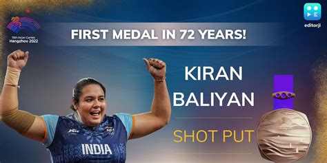 Kiran Baliyan Shot Putter Wins Indias First Athletics Medal In Asian Games 2023 Editorji