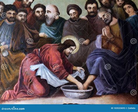 Jesus Washes The Feet Of Peter Stock Image Image Of Convent Gospel