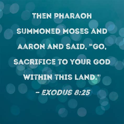 Exodus 825 Then Pharaoh Summoned Moses And Aaron And Said Go